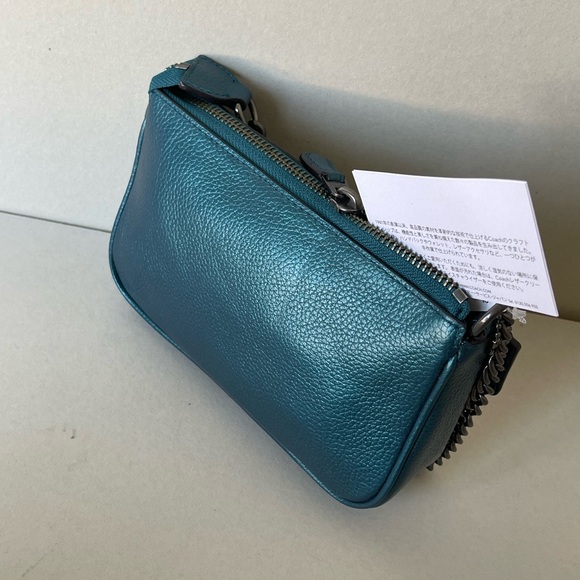 (new+card) Coach large wristlet 19 metallic dark teal fit iPhone Pro Max - Picture 5 of 12